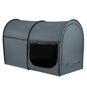 Cort de Pat cu 4 Usi, Negru Partial, Ventilat - 190x99x119cm | Domestika.ro