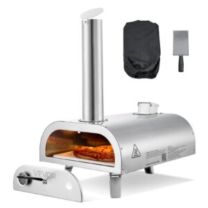Cuptor Pizza Portabil VEVOR 12" - Inox, cu Termometru, Ideal pentru Grădină și Camping
