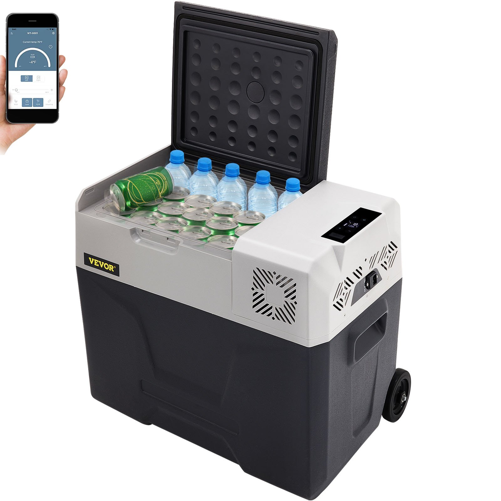 Frigider Portabil Auto 50L cu Roti - Racitor cu Compresor 12V/24V pentru Masina si Camping | Domestika.ro