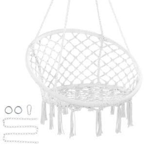 Scaun Balansoar Suspendat din Macramé cu Frânghie de Bumbac - Capacitate 150kg | Domestika.ro
