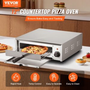 Cuptor Electric de Pizza 12 inch, 1500W, Otel Inoxidabil, Pentru Casa si uz Comercial | Domestika.ro