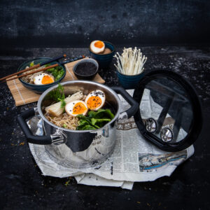 Set de 4 vase din Inox cu capac de sticla ELO Premium -Rondello - 7 piese | Domestika.ro