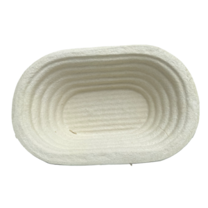 Cos de pulpa lemn pentru dospit, oval, 0.5Kg, 23x12x7cm, model crestat | Domestika.ro