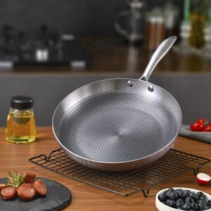 Tigaie de inox, 28 cm, cu structura Hexagonala tip Honeycomb | Domestika.ro
