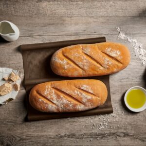 Forma pentru ciabatta LURCH FlexiForm, 29,5 x 26 cm, silicon maro, 2 compartimente | Domestika.ro