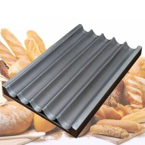 Tava pentru 5 baghete 400x600x40mm, negru, antiaderenta, din otel | Domestika.ro