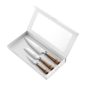 Deglon Set cutite profesionale High-Woods 3 piese – cutit bucatar, santoku, cutit legume | Domestika.ro
