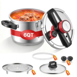 Oala de presiune inox VEVOR 6L - gatire rapida pentru mancaruri gustoase