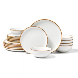 Set de farfurii si boluri ceramice pentru 6 persoane, alb, usor de spalat