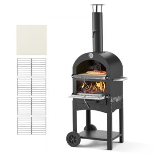 Cuptоr pentru pizza pe lemn VEVOR 30 cm - cuptor exterior cu roti, temperatura 1000°F