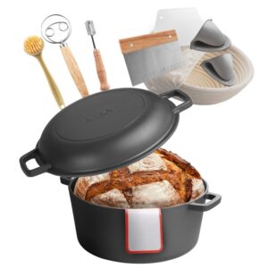 Set complet brutari oala de fonta cu capac si accesorii pentru paine