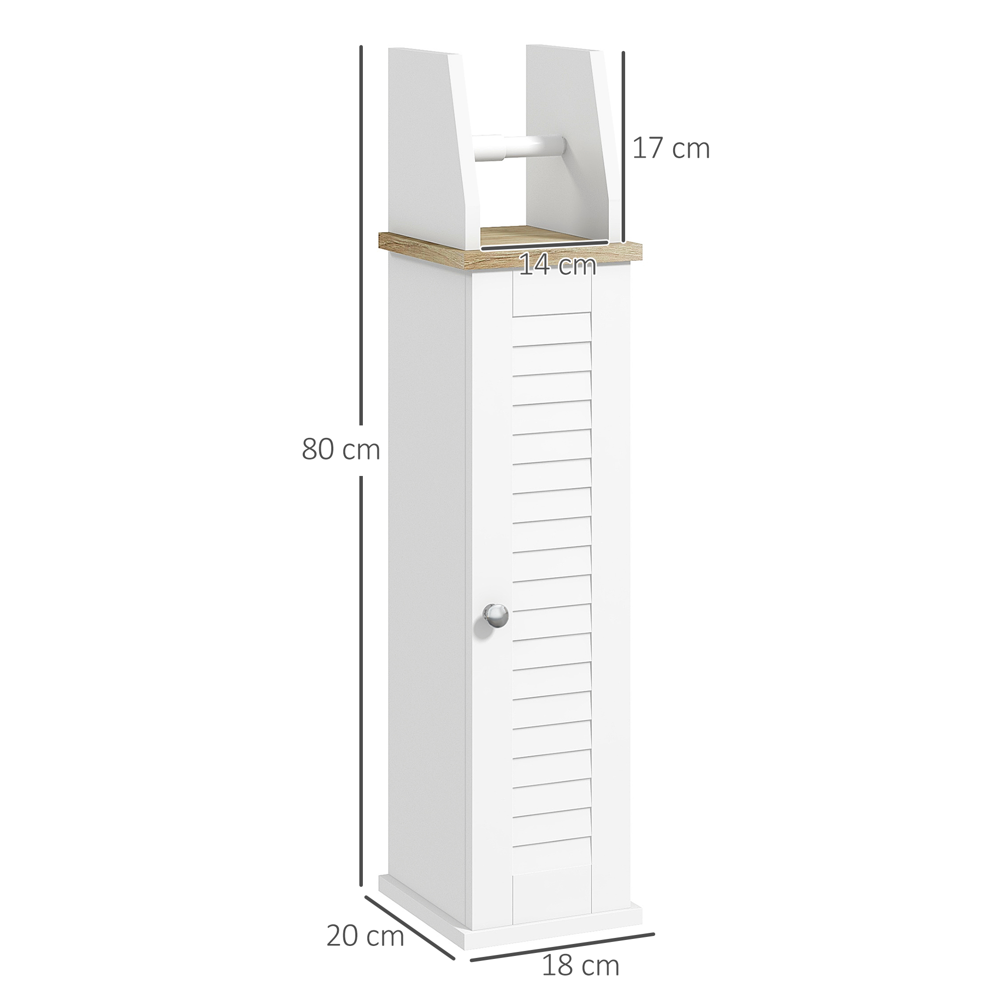 Dulap baie alb cu suport hârtie igienică și rafturi ajustabile 80cm