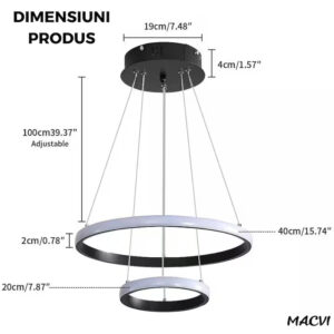 Lustra LED Macvi® 27W Design Circular Negru