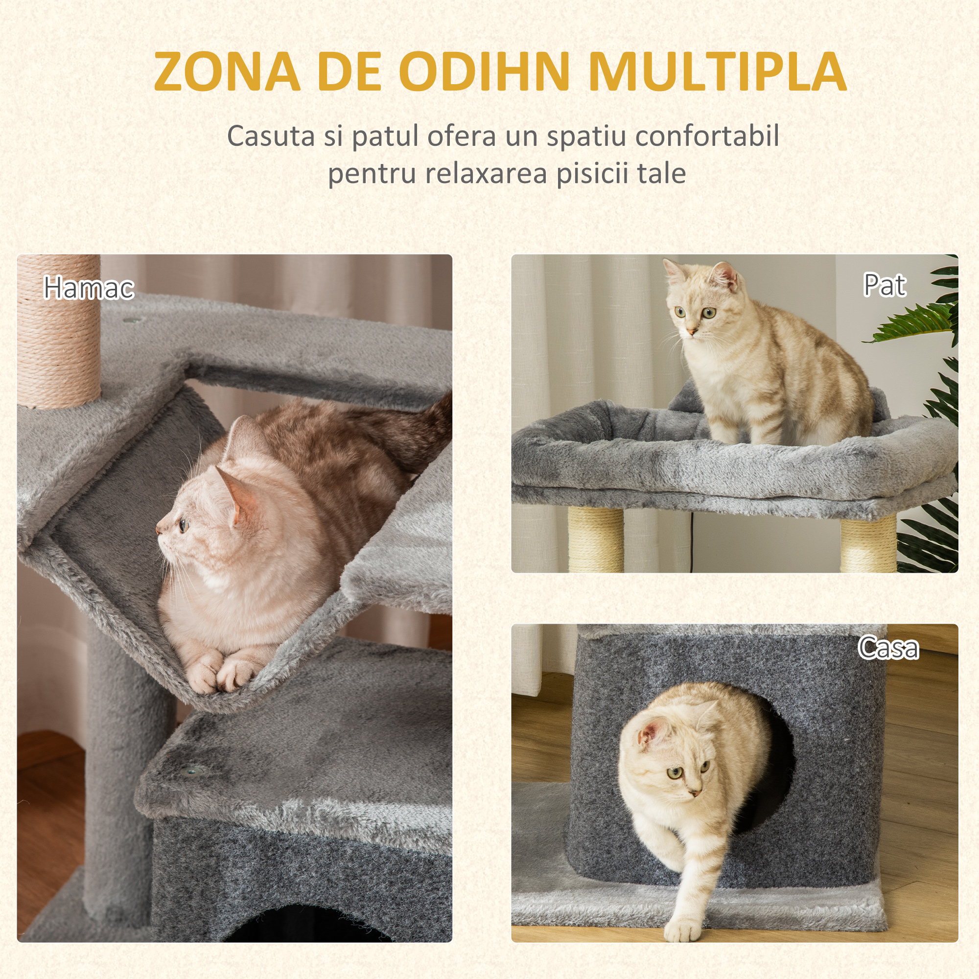 Centru de joaca si odihna pentru pisici PawHut, 100 cm