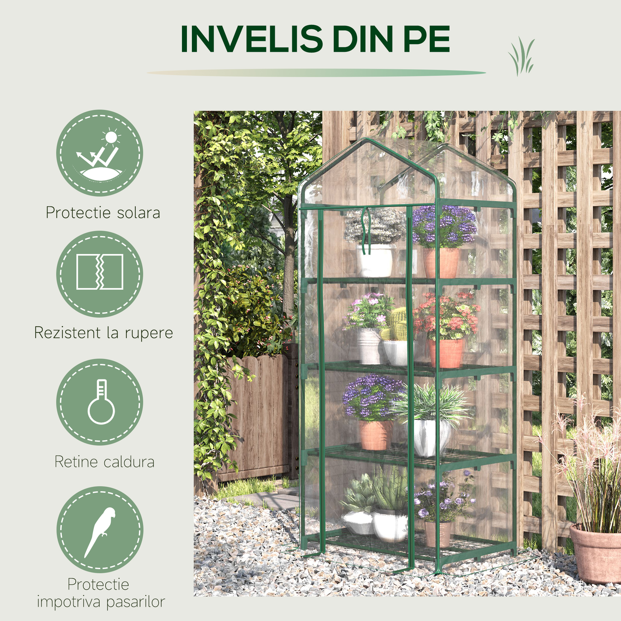 Sera balcon compacta cu 4 rafturi