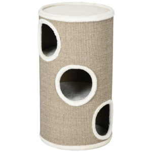 Casuta pentru pisici cu 3 niveluri, ciucuri sisal si plus moale - 70cm