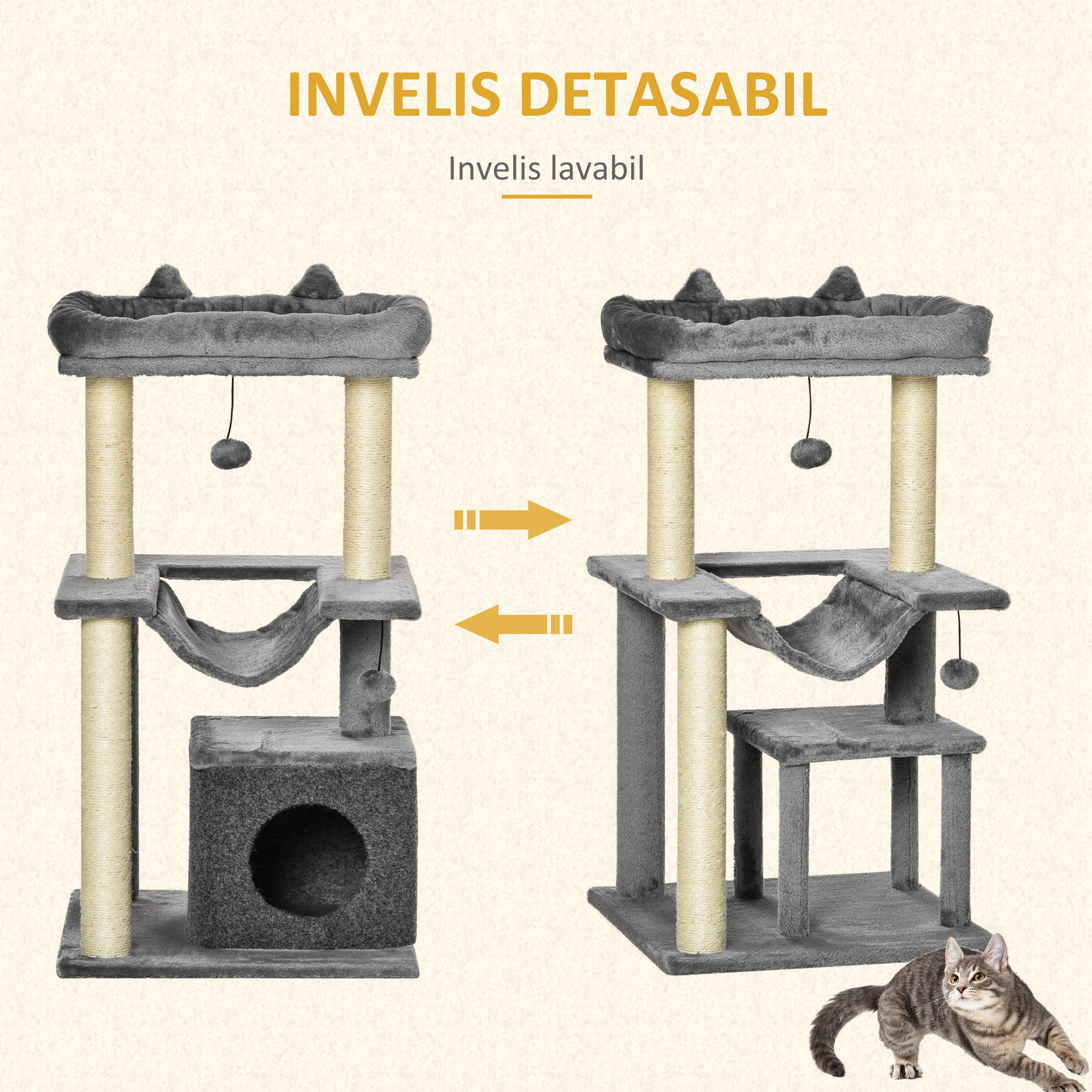 Centru de joaca si odihna pentru pisici PawHut, 100 cm