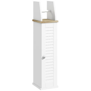 Dulap baie alb cu suport hârtie igienică și rafturi ajustabile 80cm