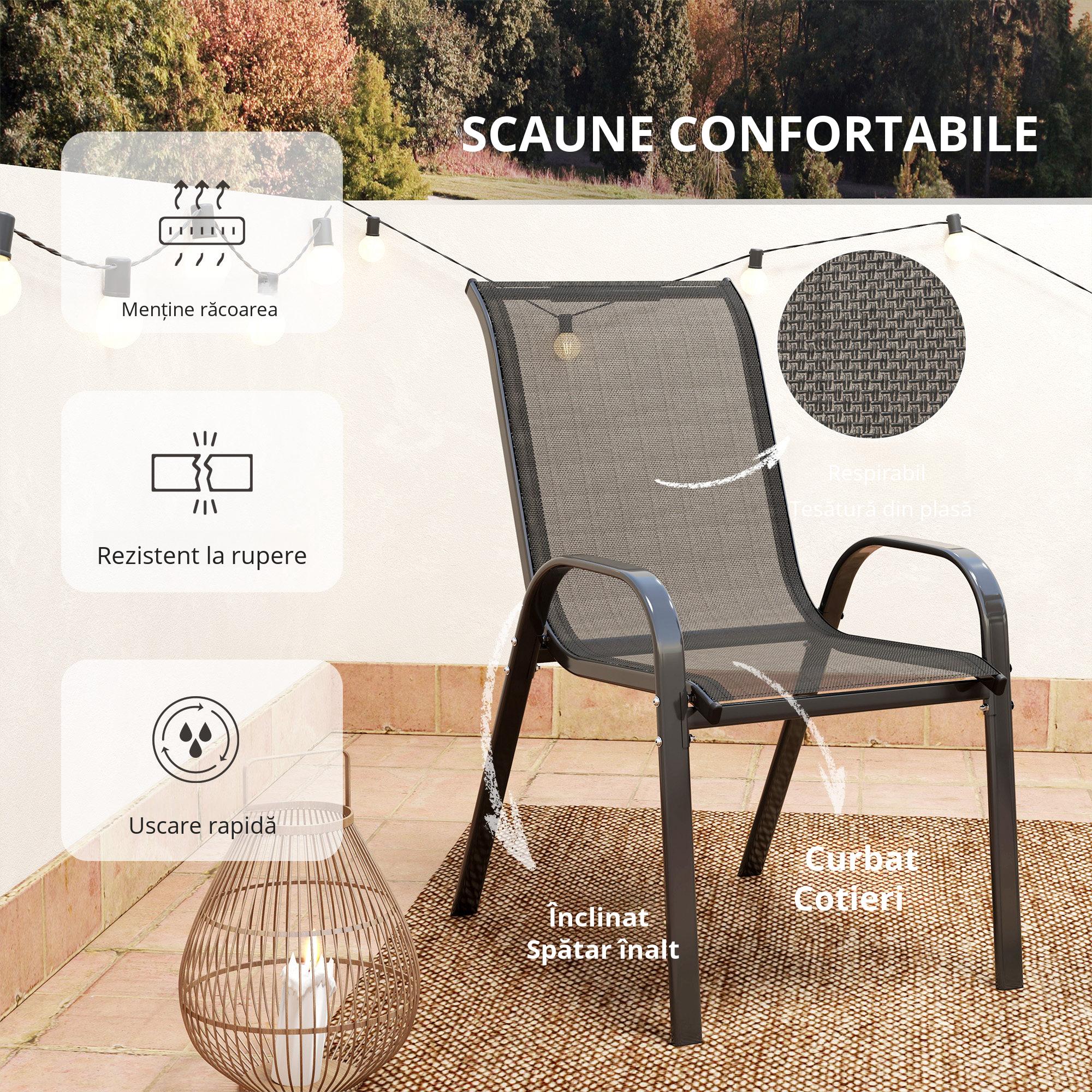Set gradina 3 piese - 2 scaune si masa rotunda otel negru