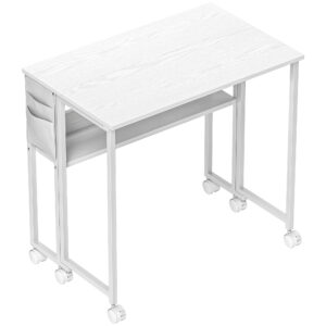 Birou pliabil cu raft si roti - spatiu de lucru inteligent si compact
