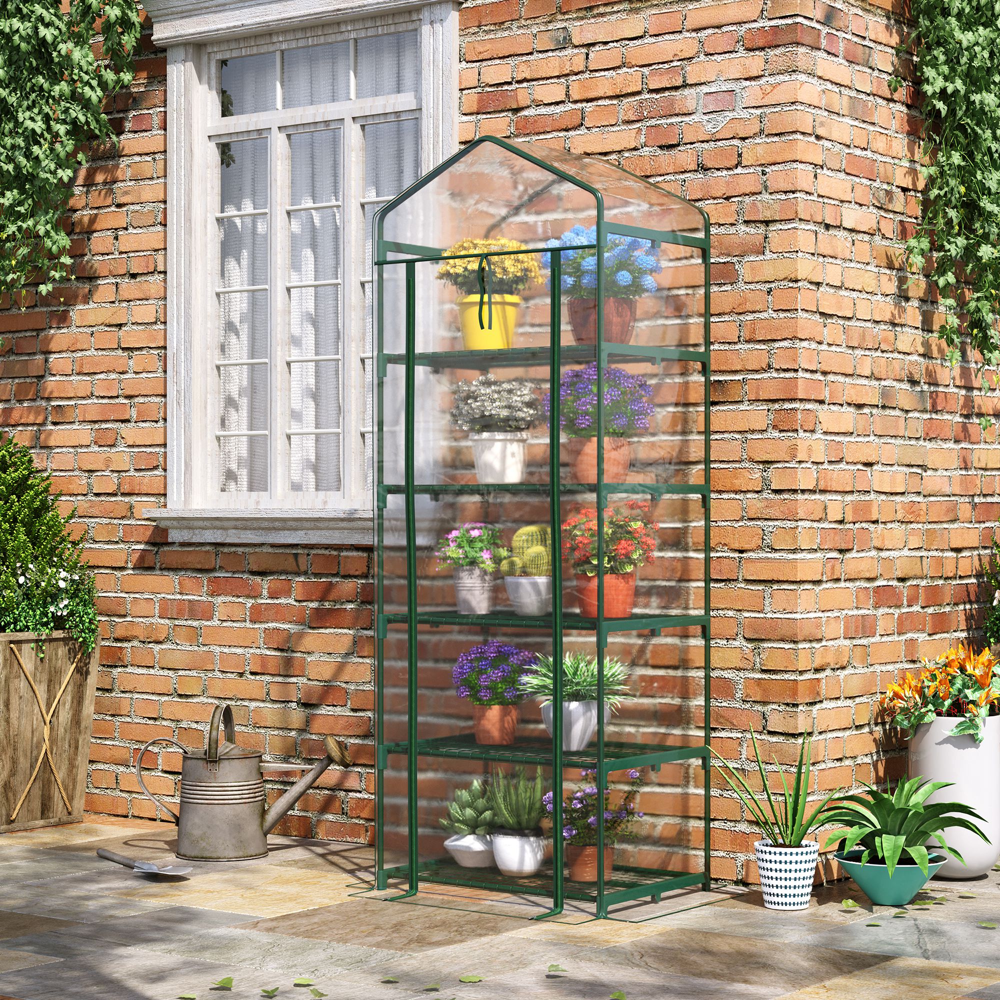 Mini sera 5 etaje cu structură otel si husa PVC - 69x49x193cm