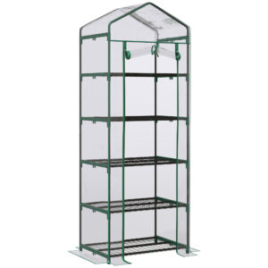Mini sera 5 etaje cu structură otel si husa PVC - 69x49x193cm