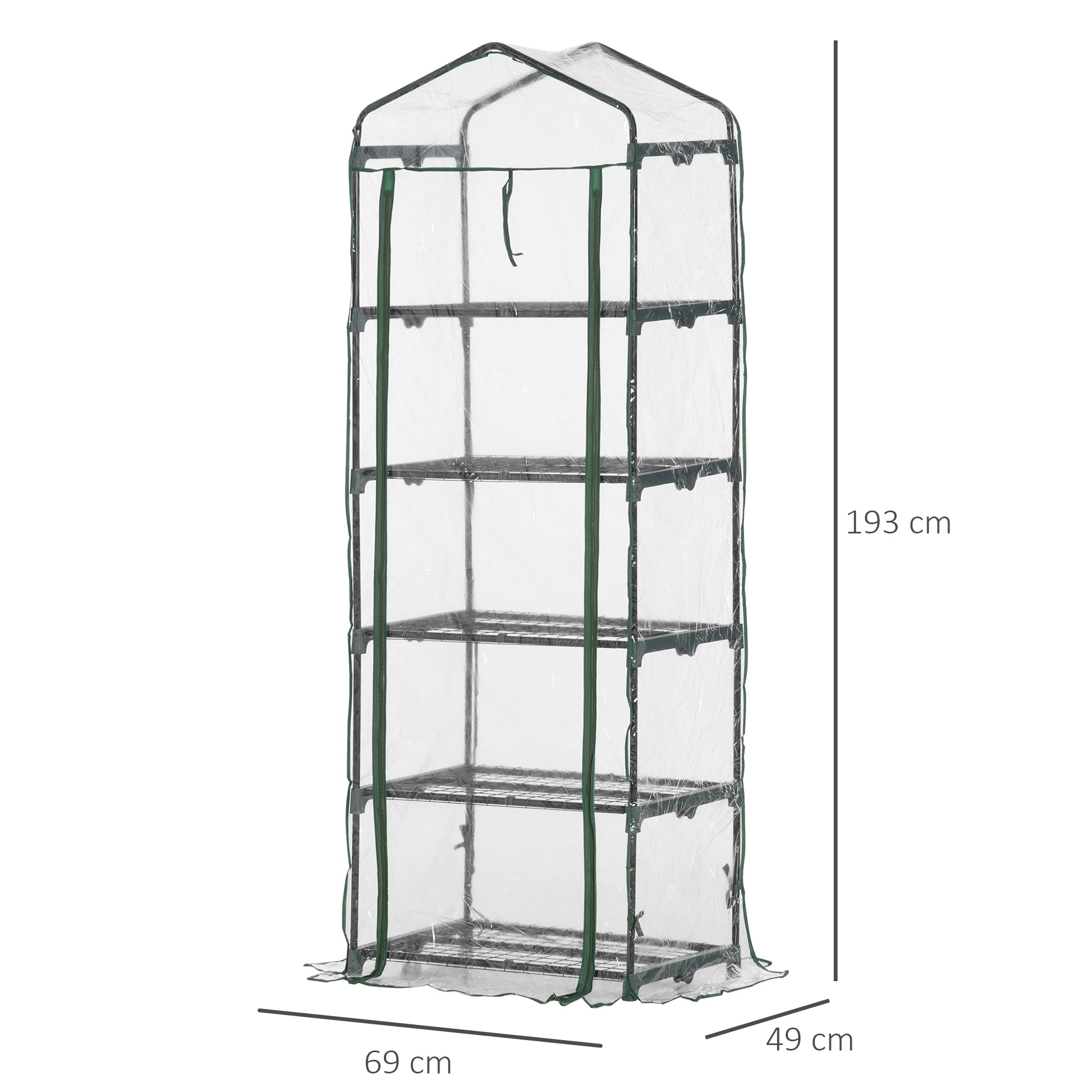 Mini sera 5 etaje cu structură otel si husa PVC - 69x49x193cm