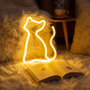 Lampa LED Neon Pisica - Lumina Calda USB/Bat