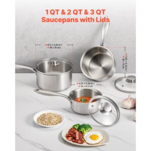 Set 3 cratite otel inoxidabil cu capace sticla - inductie si cuptor